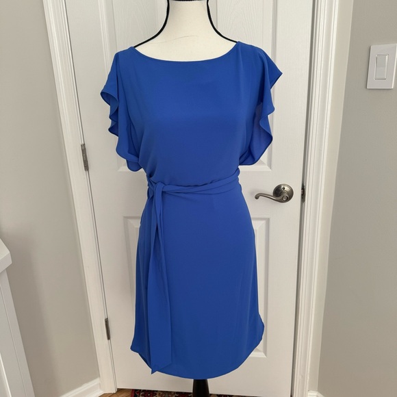 NWT Michael Kors Flutter Sleeved Crepe Dress, Tide Blue, Size M - Picture 1 of 13